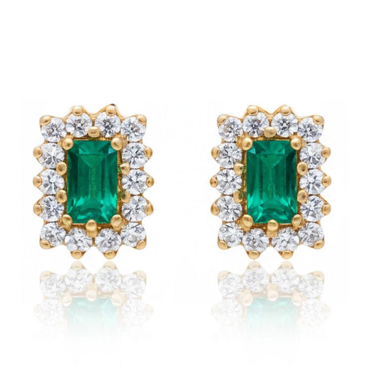 PENDIENTES ORO 18KL ESMERALDA FINA