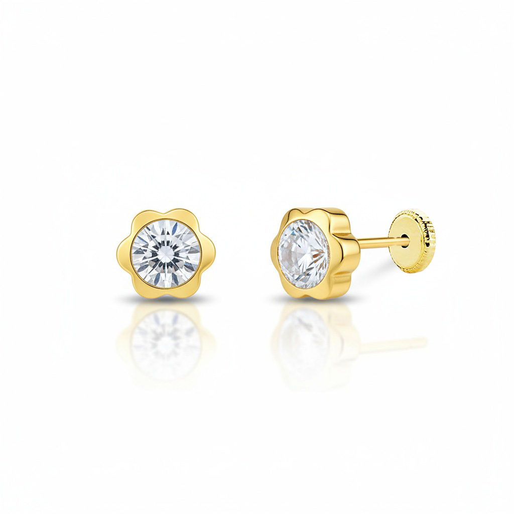 PENDIENTES ORO 18KL FLOR