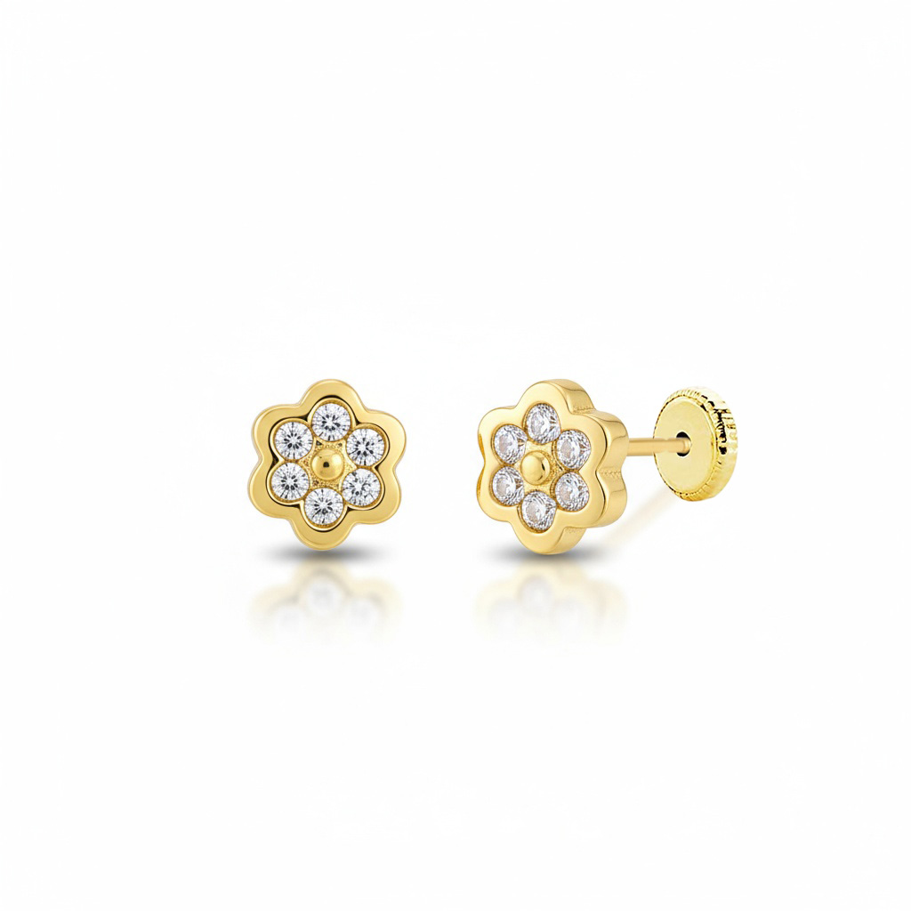 PENDIENTES ORO 18KL FLOR - 7MM