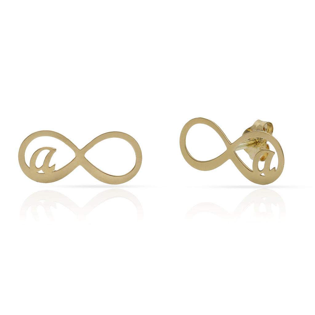 PENDIENTES ORO 18KL INFINITO + INICIAL