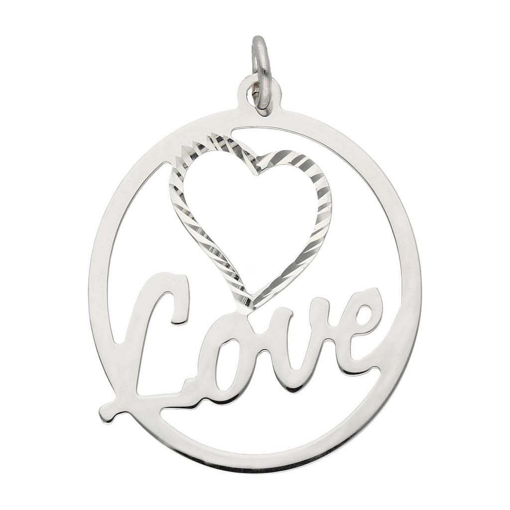 COLGANTE LOVE CORAZON PLATA 925MM