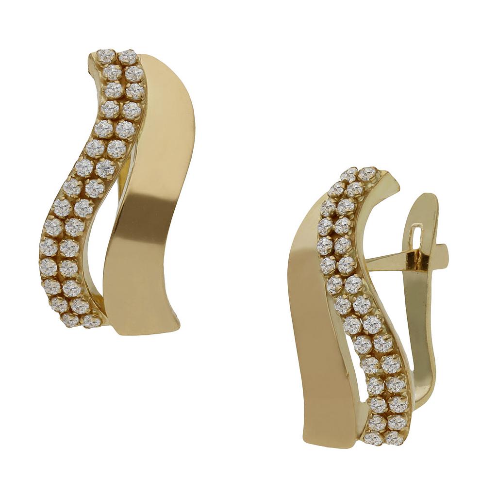 PENDIENTES ORO 18KL ONDAS CIRCONITAS - 5x15MM