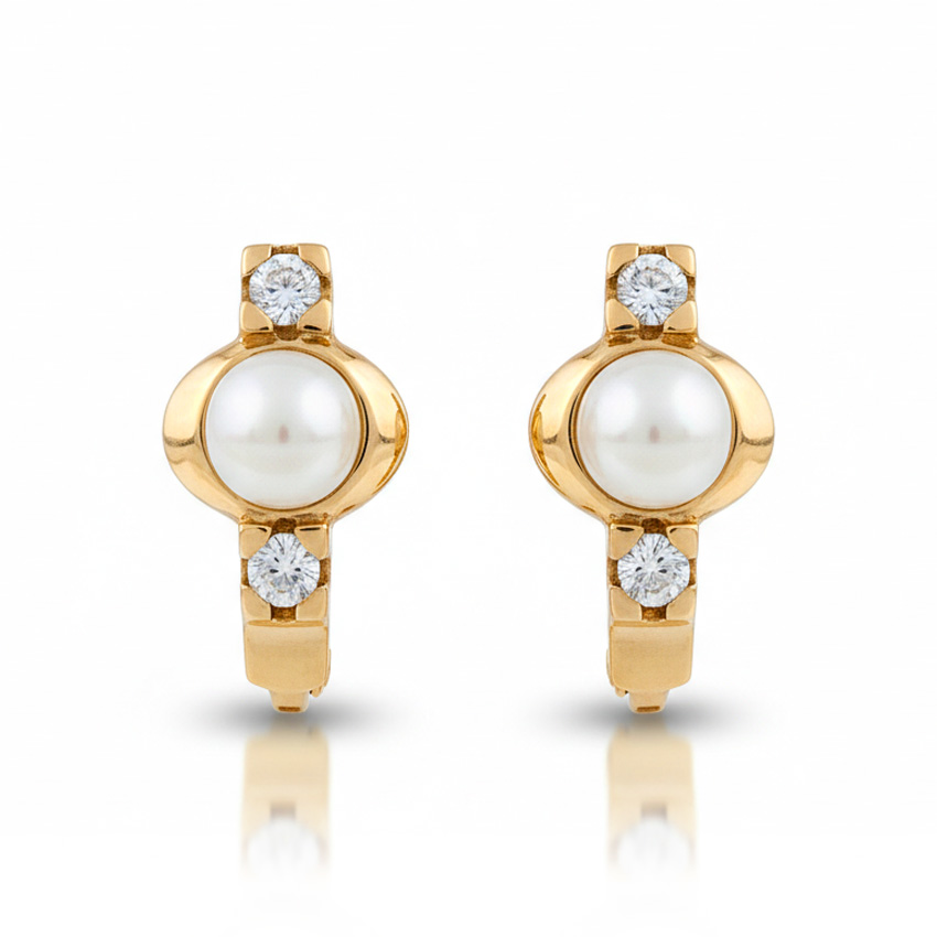 PENDIENTES ORO 18KL P. CULTIVADAS + CIRCONITAS