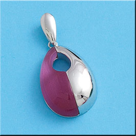 COLGANTE OJO DE GATO FUCSIA PLATA 925MM