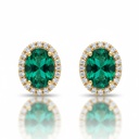 PENDIENTES ORO 18KL PIEDRA VERDE + CIRCONITAS