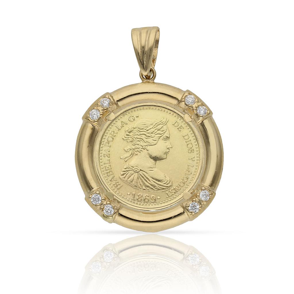 COLGANTE ORO 18KL CON MONEDA DE 18MM