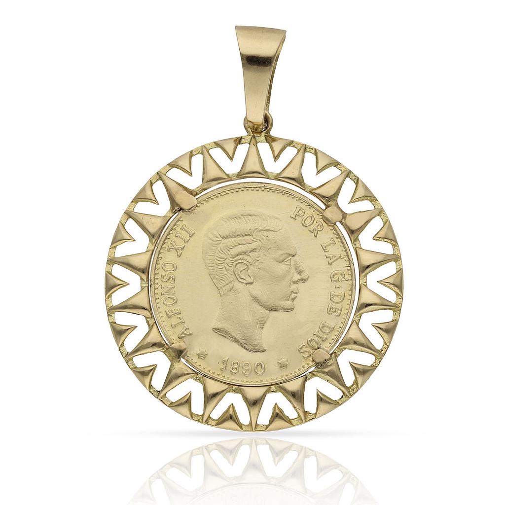 COLGANTE ORO 18KL CON MONEDA DE 20MM