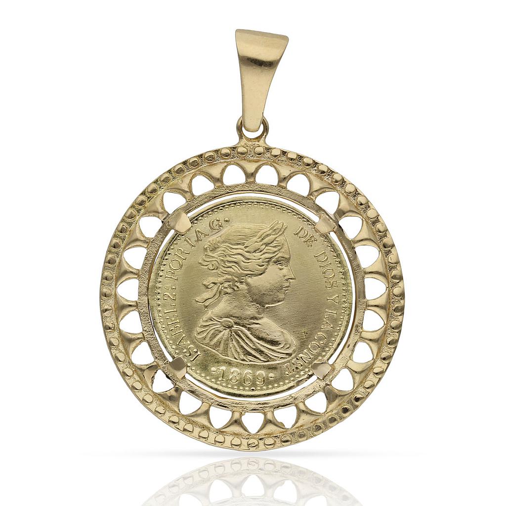 COLGANTE ORO 18KL CON MONEDA DE 20MM