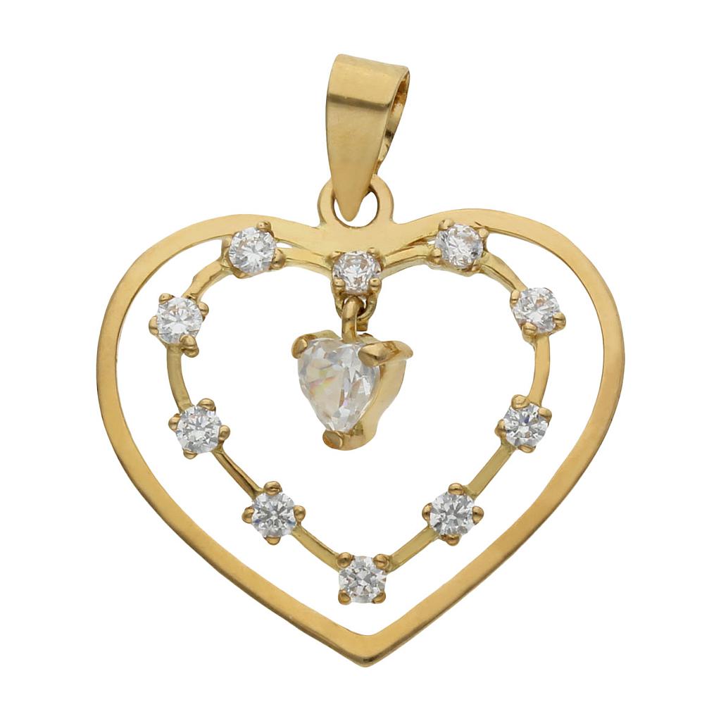 COLGANTE ORO 18KL CORAZON CIRCONITAS