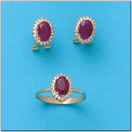 PENDIENTES ORO 18KL RUBIES FINOS
