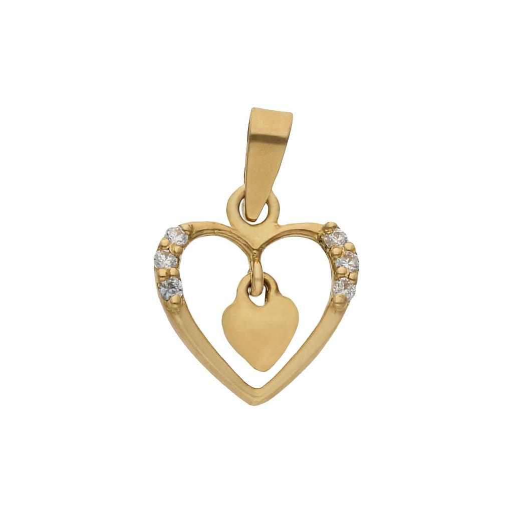 COLGANTE ORO 18KL CORAZON CIRCONITAS