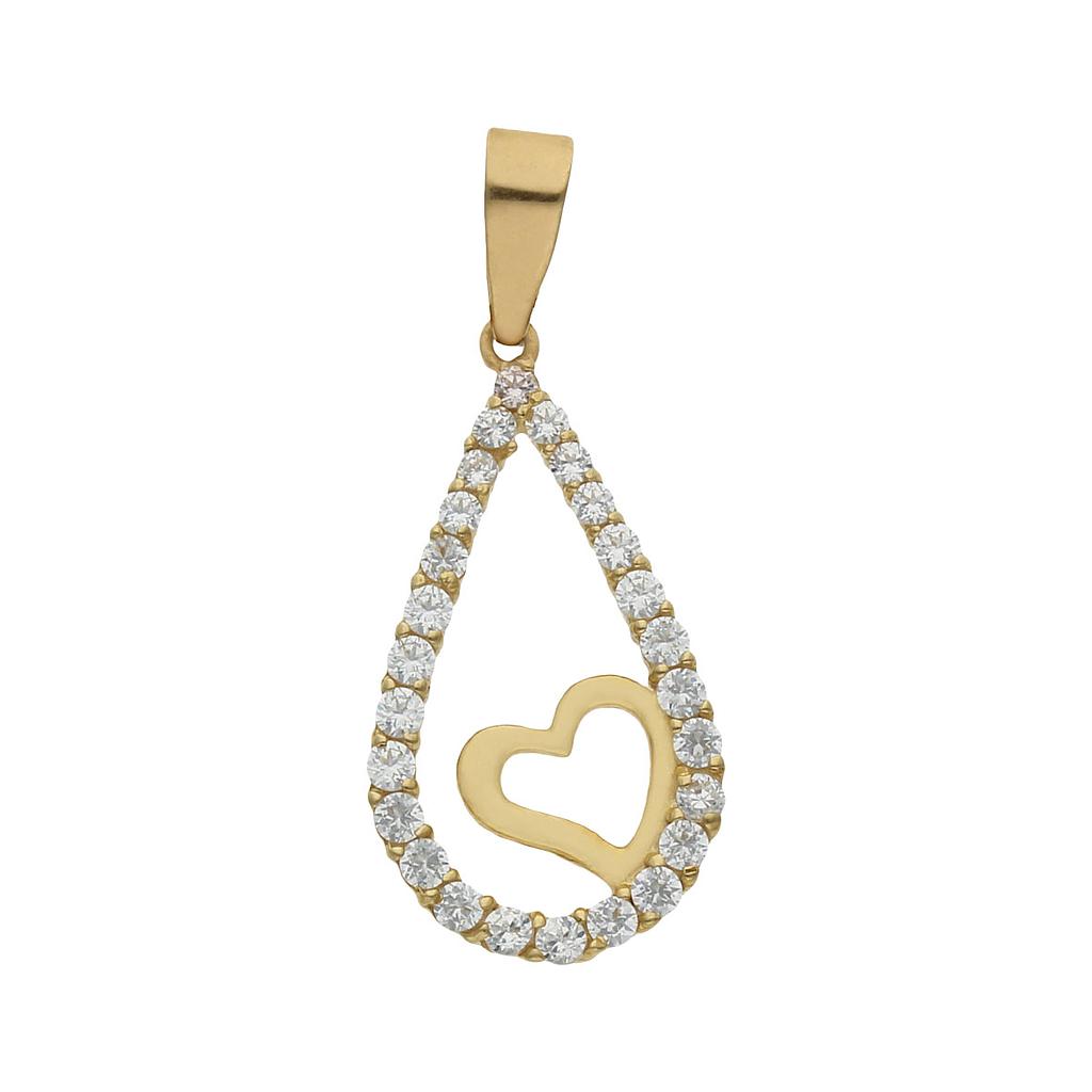 COLGANTE ORO 18KL CORAZON CIRCONITAS