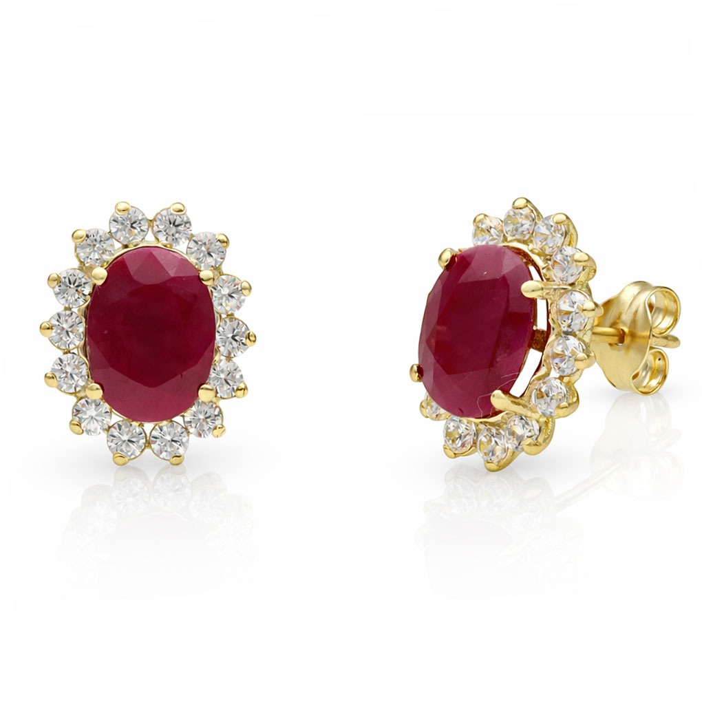 PENDIENTES ORO 18KL RUBIES FINOS + CIRCONITAS