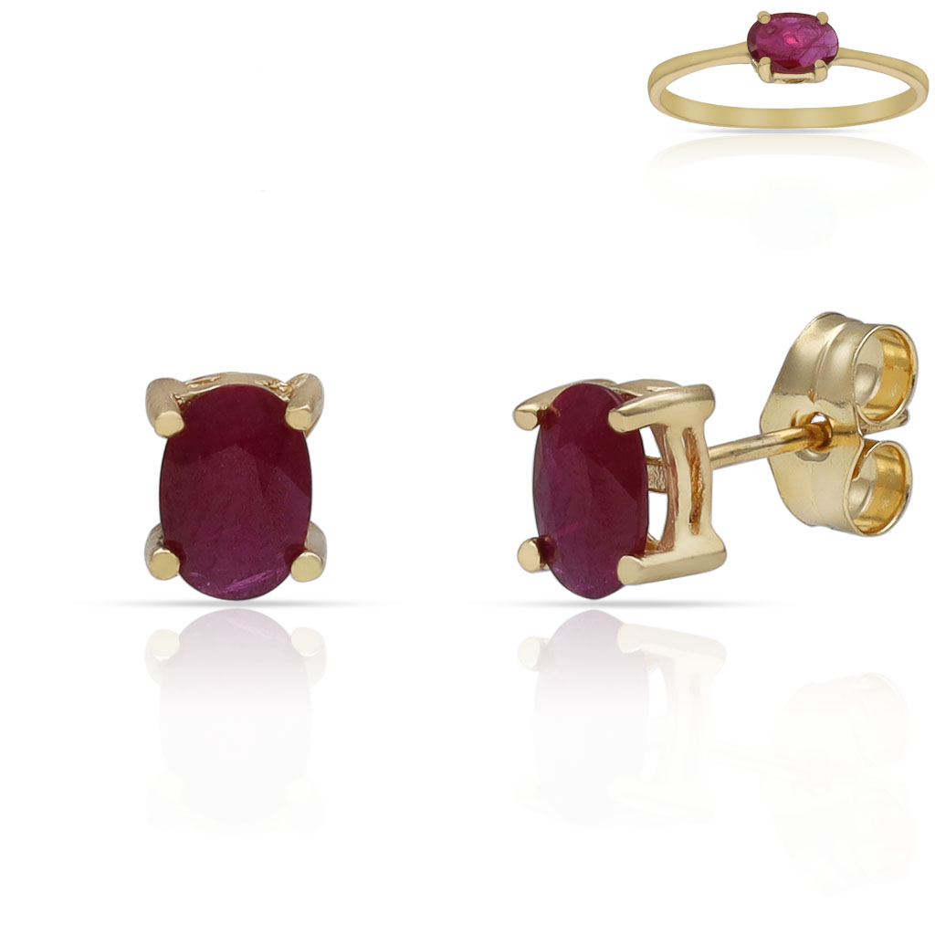 PENDIENTES ORO 18KL RUBIES FINOS - 4x6MM