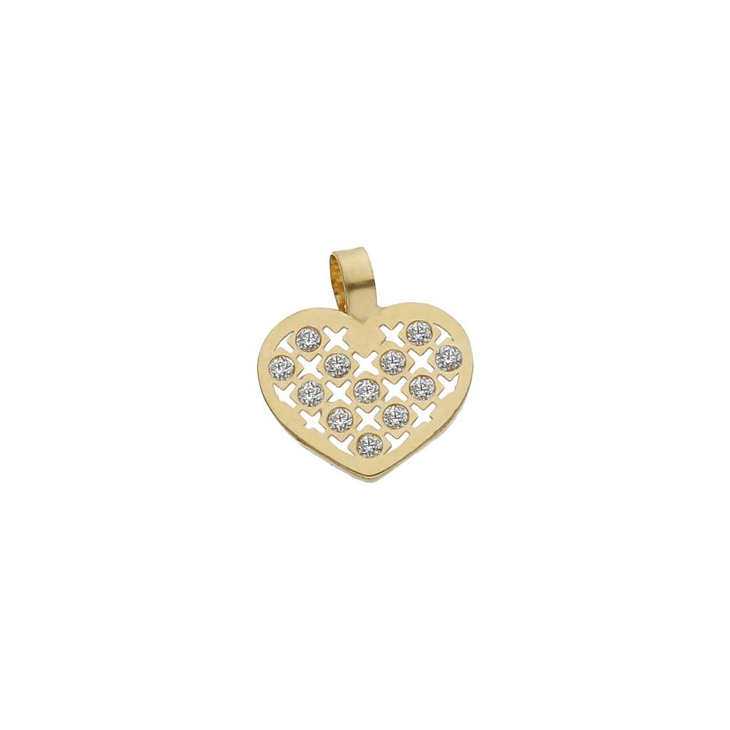 COLGANTE ORO 18KL CORAZON CIRCONITAS - 8x9MM