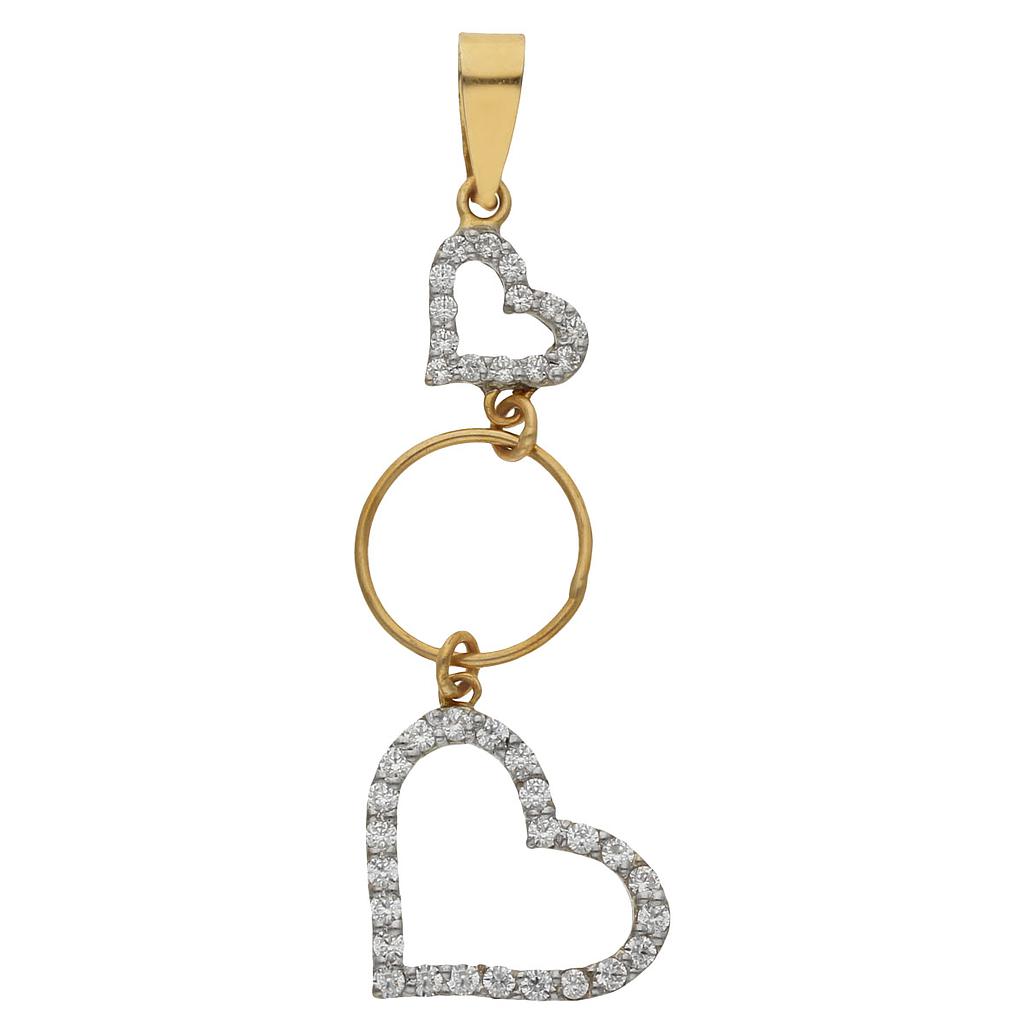 COLGANTE ORO 18KL CORAZONES CIRCONITAS