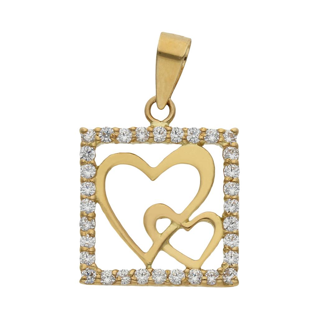 COLGANTE ORO 18KL CORAZONES CIRCONITAS