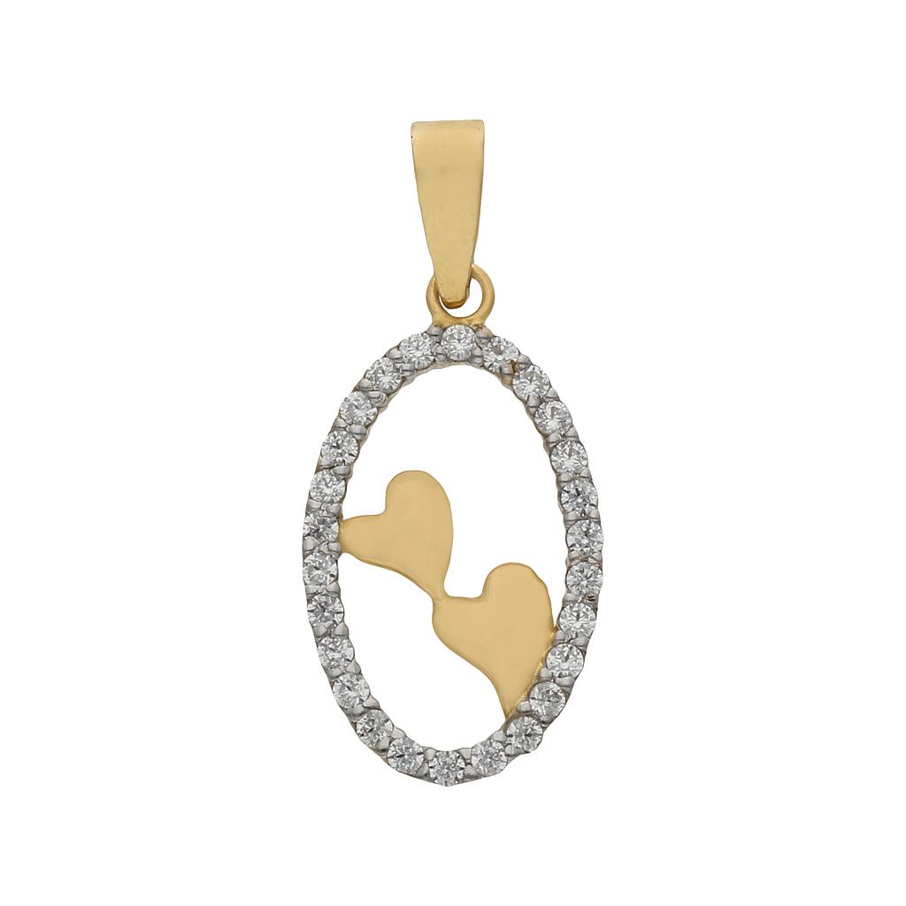 COLGANTE ORO 18KL CORAZONES CIRCONITAS