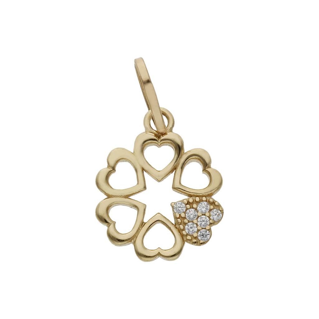 COLGANTE ORO 18KL CORAZONES CIRCONITAS - 12MM