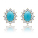 PENDIENTES ORO 18KL TURQUESA SINTETICA