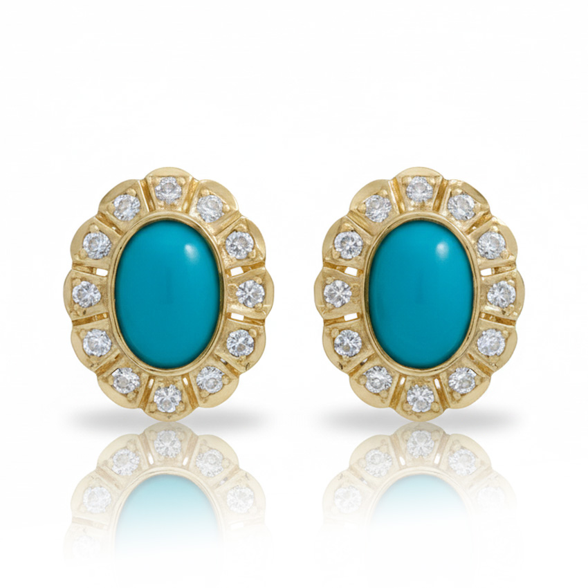 PENDIENTES ORO 18KL TURQUESAS SINTETICAS