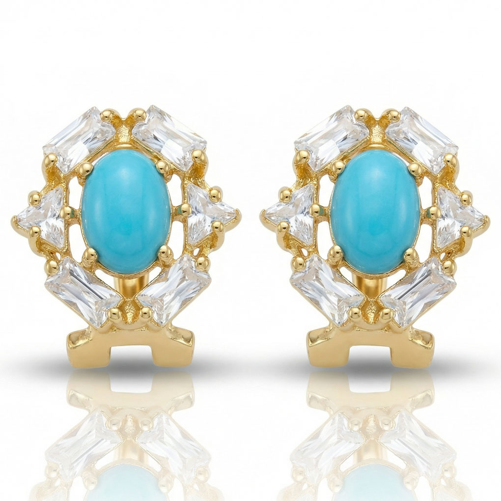PENDIENTES ORO 18KL TURQUESAS SINTETICAS