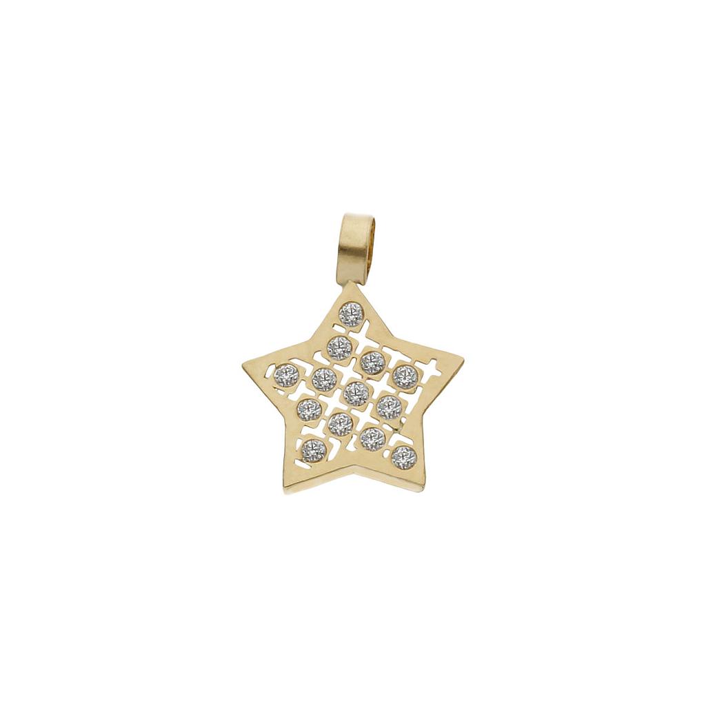 COLGANTE ORO 18KL ESTRELLA CIRCONITAS - 9x9MM