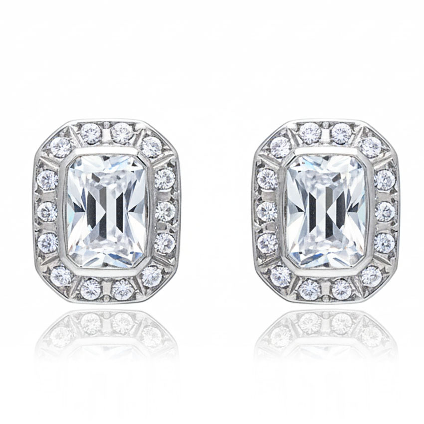 PENDIENTES ORO BLANCO 18KL CIRCONITAS