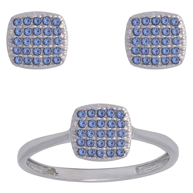 PENDIENTES ORO BLANCO 18KL COLOR AZUL 