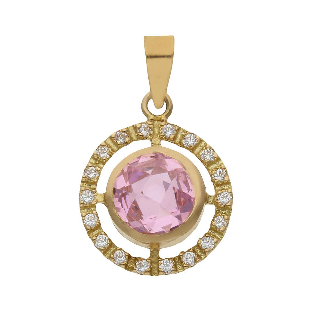 COLGANTE ORO 18KL PIEDRA ROSA