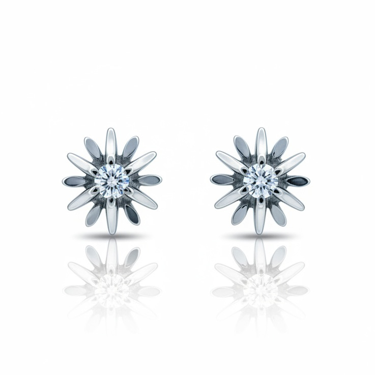 PENDIENTES ORO BLANCO 18KL DIAMANTES