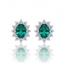 PENDIENTES ORO BLANCO 18KL DIAMANTES + ESMERALDAS FINAS