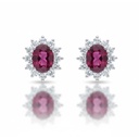 PENDIENTES ORO BLANCO 18KL DIAMANTES + RUBÍES FINOS