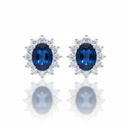 PENDIENTES ORO BLANCO 18KL DIAMANTES + ZAFIROS FINOS