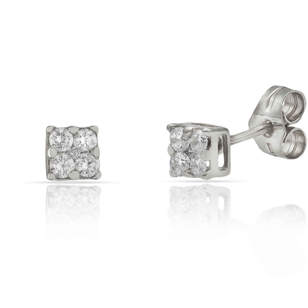 PENDIENTES ORO BLANCO 18KL DIAMANTES - STOCK