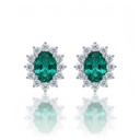 PENDIENTES ORO BLANCO 18KL ESMERALDAS