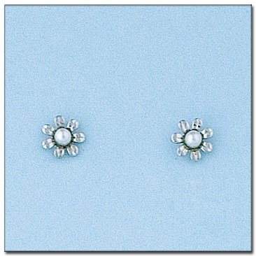 PENDIENTES ORO BLANCO 18KL FLOR