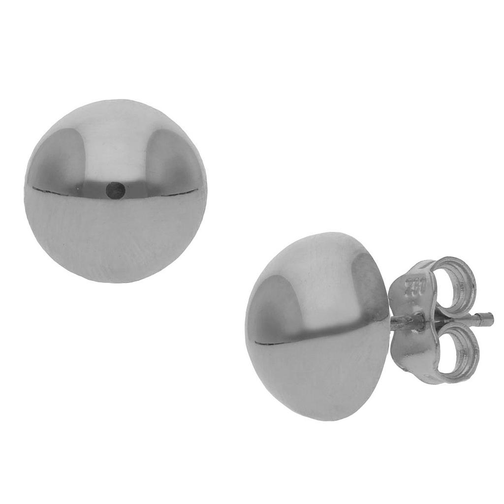 PENDIENTES ORO BLANCO 18KL MEDIA BOLA - 10MM