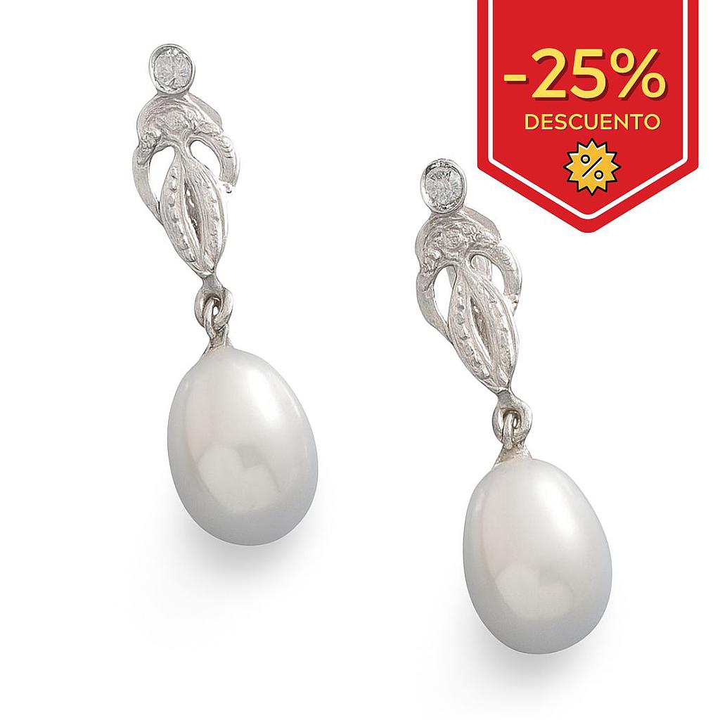 PENDIENTES ORO BLANCO 18KL P. CULTIVADAS