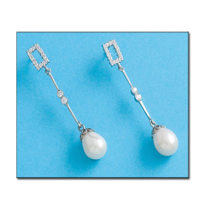 PENDIENTES ORO BLANCO 18KL P. CULTIVADAS
