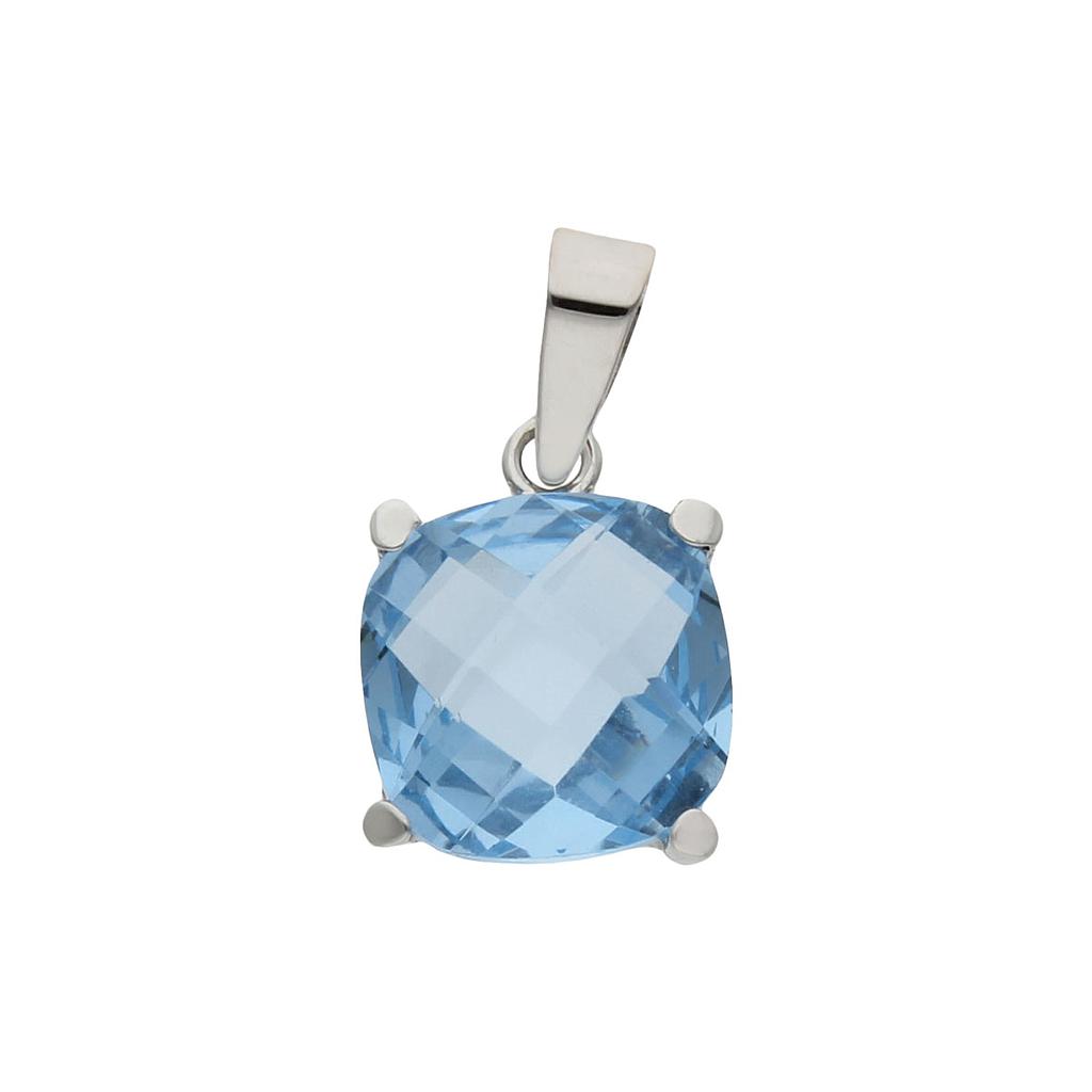 COLGANTE ORO BLANCO 18KL PIEDRA AZUL