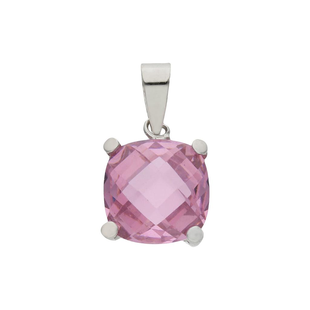 COLGANTE ORO BLANCO 18KL PIEDRA ROSA