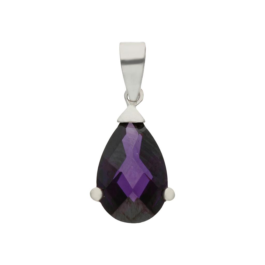 COLGANTE ORO BLANCO 18KL PIEDRA VIOLETA