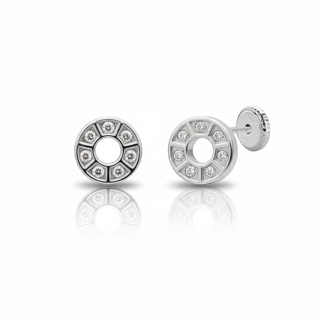 PENDIENTES ORO BLANCO 18KL REDONDOS