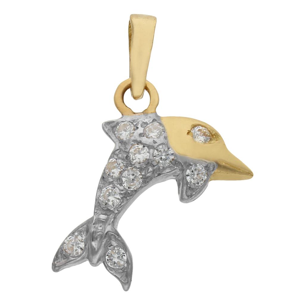 COLGANTE ORO DE 18KL DELFIN CIRCONITAS