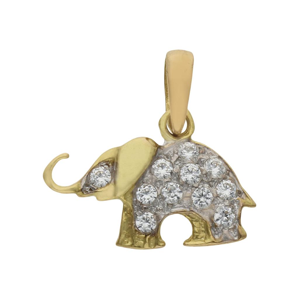 COLGANTE ORO DE 18KL ELEFANTE CIRCONITAS 