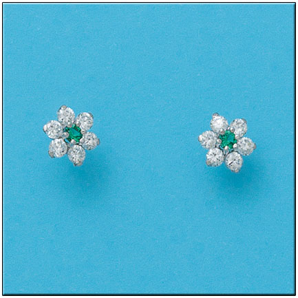 PENDIENTES ORO BLANCO 18KL ROSETON