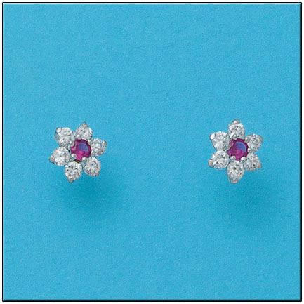 PENDIENTES ORO BLANCO 18KL ROSETON