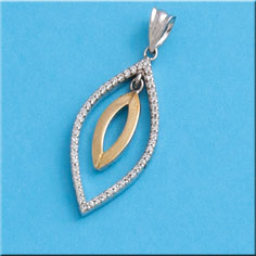 COLGANTE OVAL CIRCONITAS - PLATA Y CHAPADO ORO