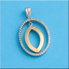 COLGANTE OVAL CIRCONITAS - PLATA Y CHAPADO ORO